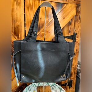 Chic Black Faux Leather Tote